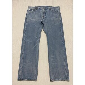 Levi's 501 Jeans Mens Size 40x32‎ Button Fly Light Wash Denim Blue